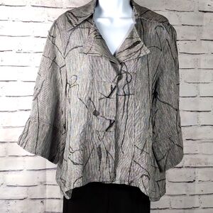 I C Collection by Connie K Tweed-look Linen Swing Jacket